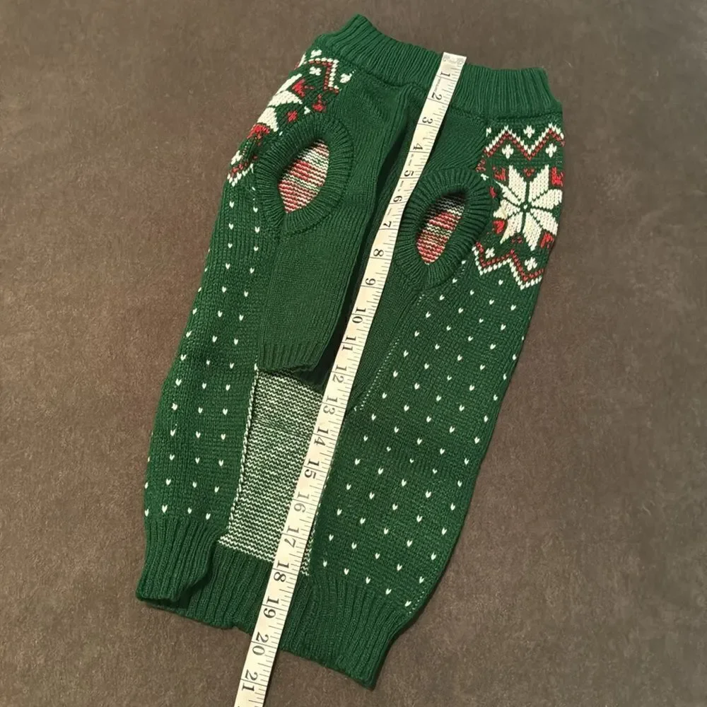 Dog Pet Holiday Turtleneck Pullover Sweater Green with Snowflakes Size XL NEW